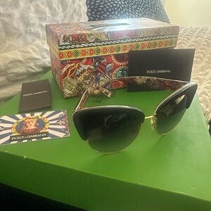 New - Dolce & Gabbana Black and Gold Sunglasses